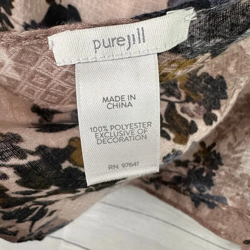 Pure J Jill Womens Scarf Shawl Wrap Pink Tassel Floral